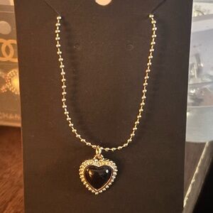 Silver & Black Heart Pendant Necklace